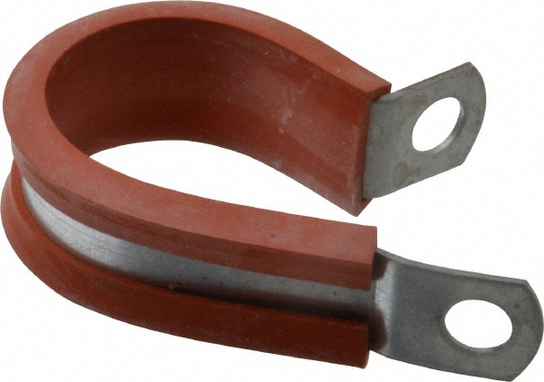 Cushion Clamp: 1" Pipe, Galvanized Steel & Silicone Cushion, Blue & Silver