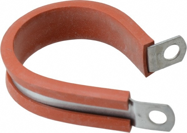 Made in USA STAR-GS-24HT Cushion Clamp: 1-1/2" Pipe, Galvanized Steel & Silicone Cushion, Red Image