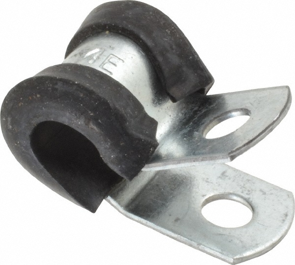 Made in USA STAR-GS-4E Cushion Clamp: 1/4" Pipe, Galvanized Steel & Silicone Cushion, Black Image