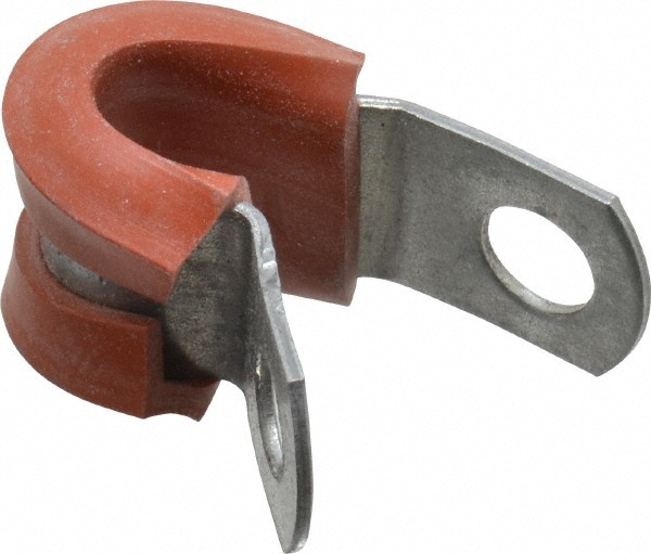 Cushion Clamp: 1/4" Pipe, Galvanized Steel & Silicone Cushion, Blue & Silver