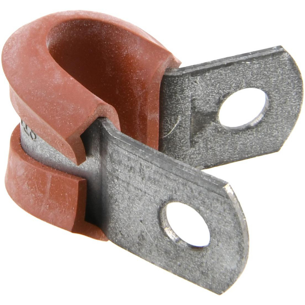 Cushion Clamp: 1/4" Pipe, Galvanized Steel & Silicone Cushion, Blue & Silver