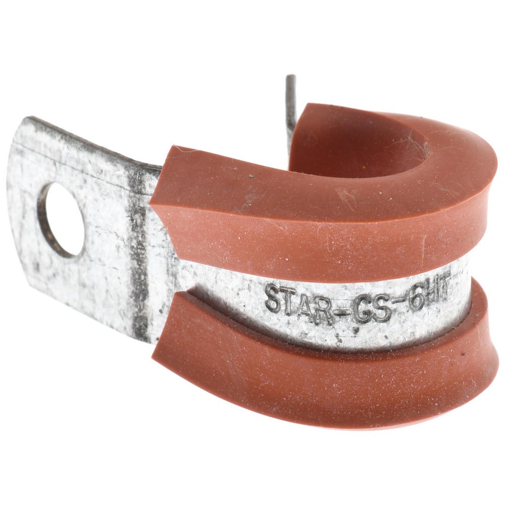 Cushion Clamp: 3/8" Pipe, Galvanized Steel & Silicone Cushion, Blue & Silver
