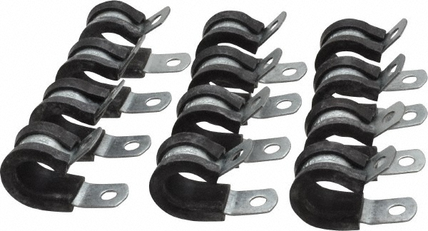 Made in USA STAR-GS-8E Cushion Clamp: 1/2" Pipe, Galvanized Steel & Silicone Cushion, Black Image