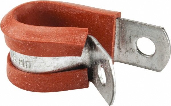 Made in USA STAR-GS-8HT Cushion Clamp: 1/2" Pipe, Galvanized Steel & Silicone Cushion, Red Image