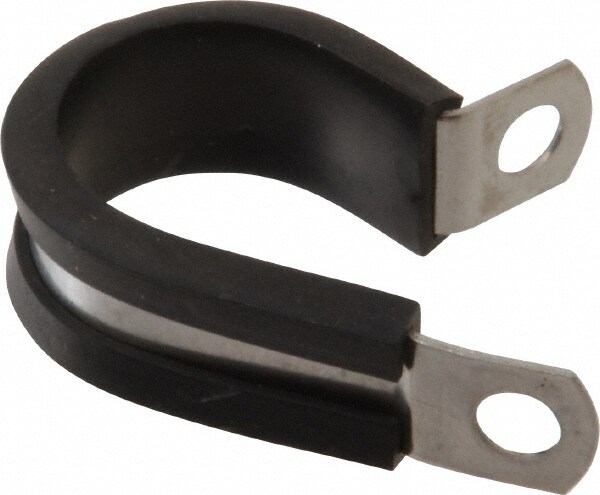 Cushion Clamp: 7/8" Pipe, Stainless Steel, Black