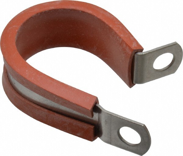 Cushion Clamp: 1" Pipe, Stainless Steel, Blue & Silver