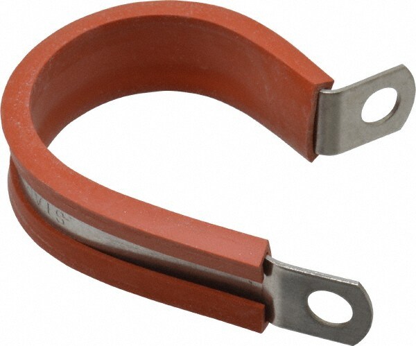 Cushion Clamp: 1-1/4" Pipe, Stainless Steel, Red