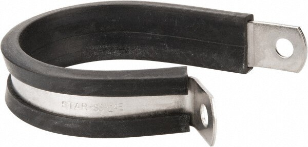 Cushion Clamp: 1-1/2" Pipe, Stainless Steel, Blue & Silver
