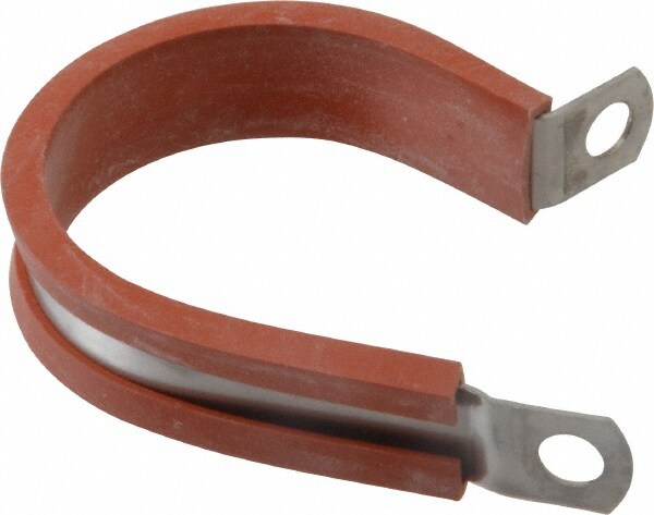 Cushion Clamp: 1-1/2" Pipe, Stainless Steel, Red