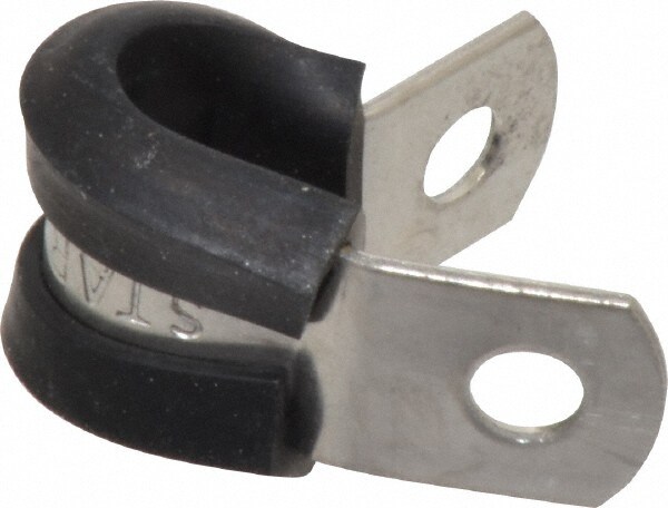 Cushion Clamp: 1/4" Pipe, Stainless Steel, Black