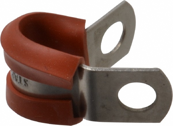 Made in USA STAR-SS-4HT Cushion Clamp: 1/4" Pipe, Stainless Steel, Red Image
