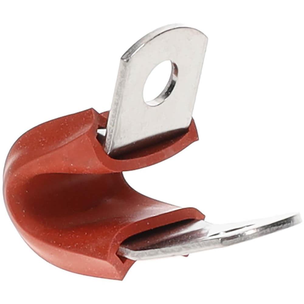 Cushion Clamp: 1/4" Pipe, Stainless Steel, Red