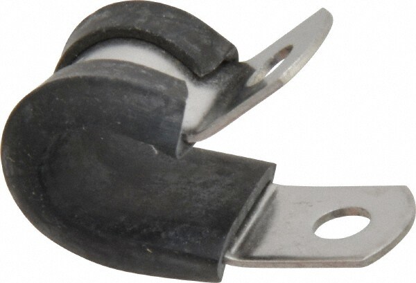 Cushion Clamp: 3/8" Pipe, Stainless Steel, Blue & Silver