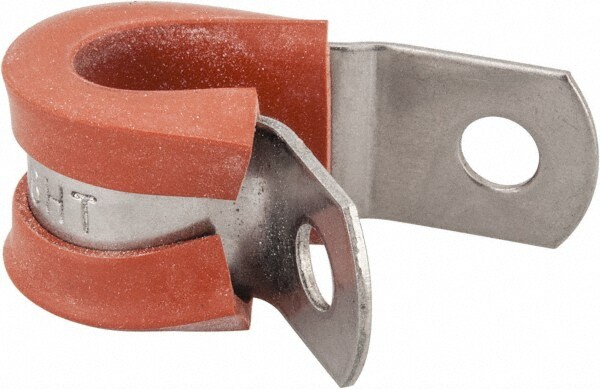 Cushion Clamp: 3/8" Pipe, Stainless Steel, Blue & Silver