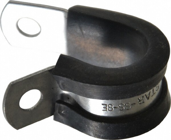 Cushion Clamp: 1/2" Pipe, Stainless Steel, Blue & Silver