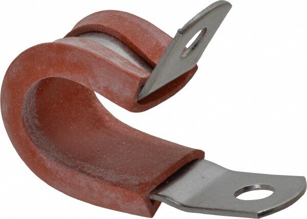 Cushion Clamp: 1/2" Pipe, Stainless Steel, Red
