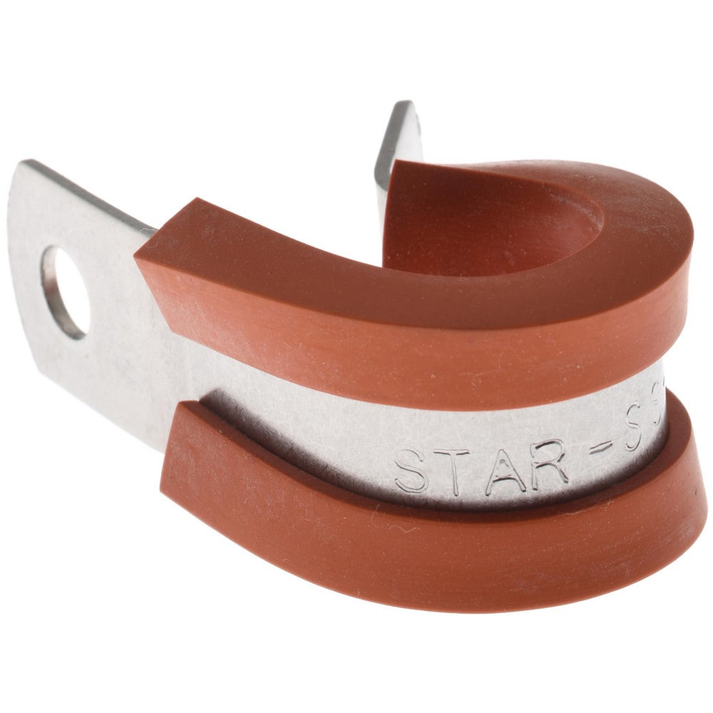 Cushion Clamp: 1/2" Pipe, Stainless Steel, Red