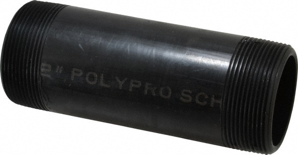 2" Pipe, 6" Long Polypropylene Threaded Plastic Pipe Nipple