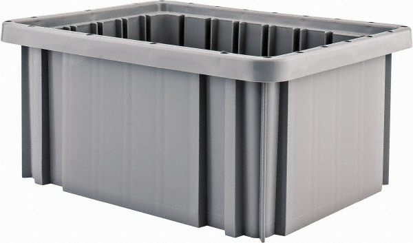 Polypropylene Dividable Storage Tote: 50 lb Capacity - Gray, Stacking