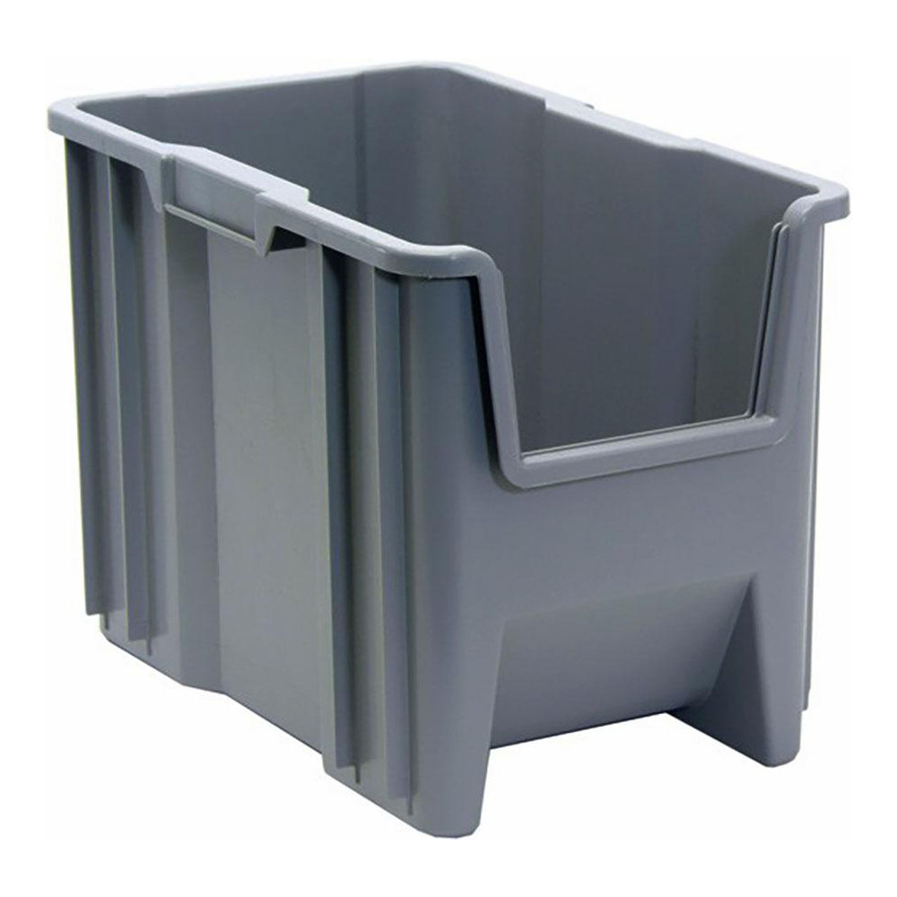 Quantum Storage Plastic Hopper Stacking Bin Gray MSC Industrial