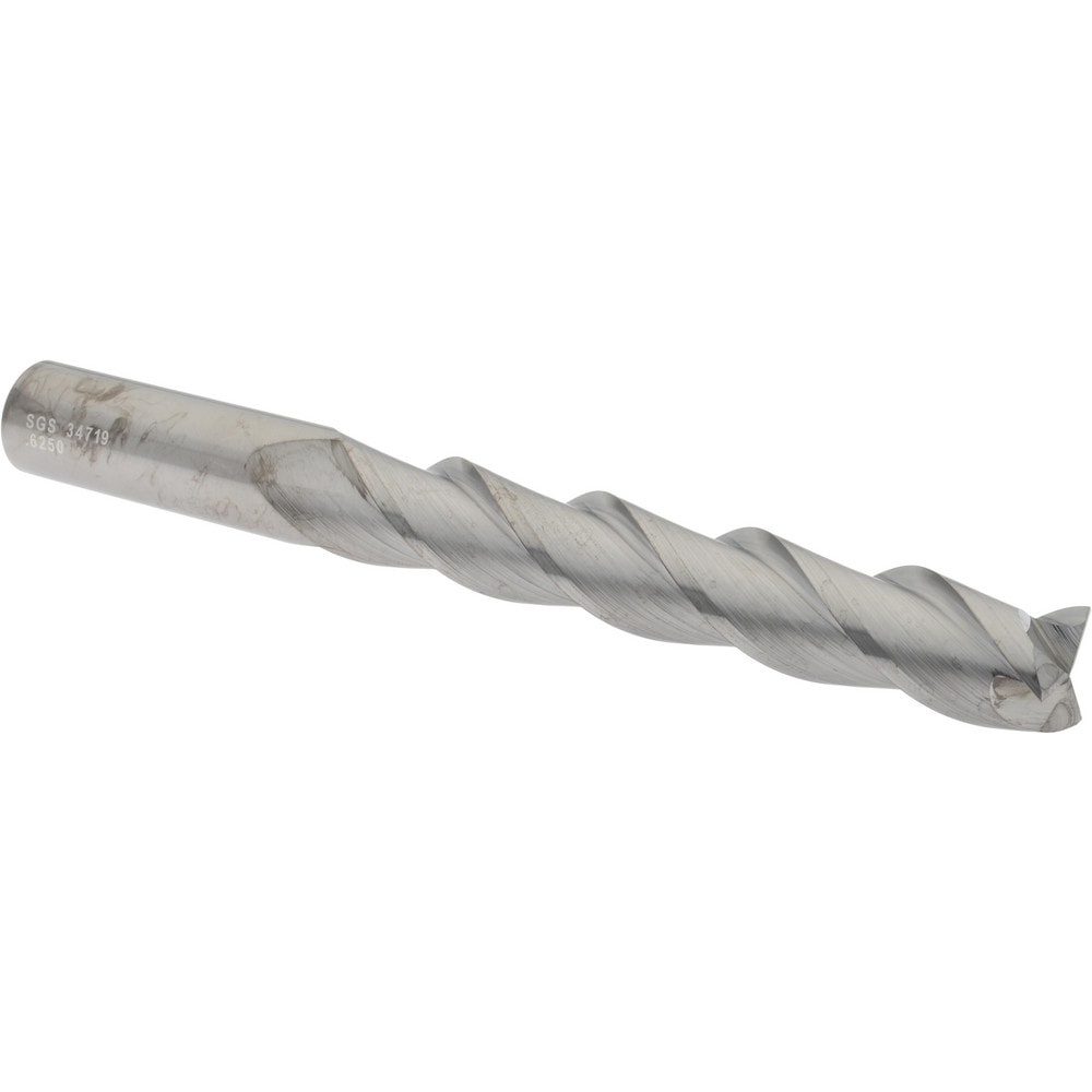 SGS 34719 Square End Mill: 5/8 Dia, 3-3/4 LOC, 5/8 Shank Dia, 6 OAL, 3 Flutes, Solid Carbide Image