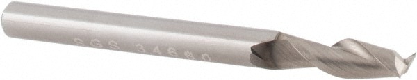 SGS 34664 Square End Mill: 3/8 Dia, 1 LOC, 3/8 Shank Dia, 2-1/2 OAL, 2 Flutes, Solid Carbide Image