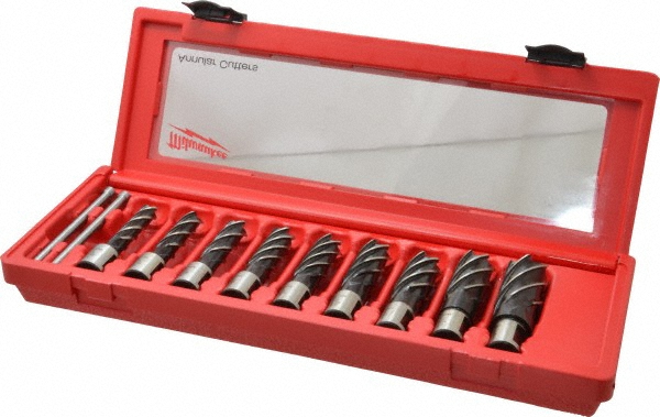 9 Piece, 1/2 to 15/16" Cutter Diam, 2" Cutting Depth, Steel Annular Cutter Set