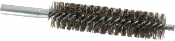 Schaefer Brush 43833 Double Stem/Spiral Tube Brush: 1" Dia, 6" OAL, Stainless Steel Bristles 