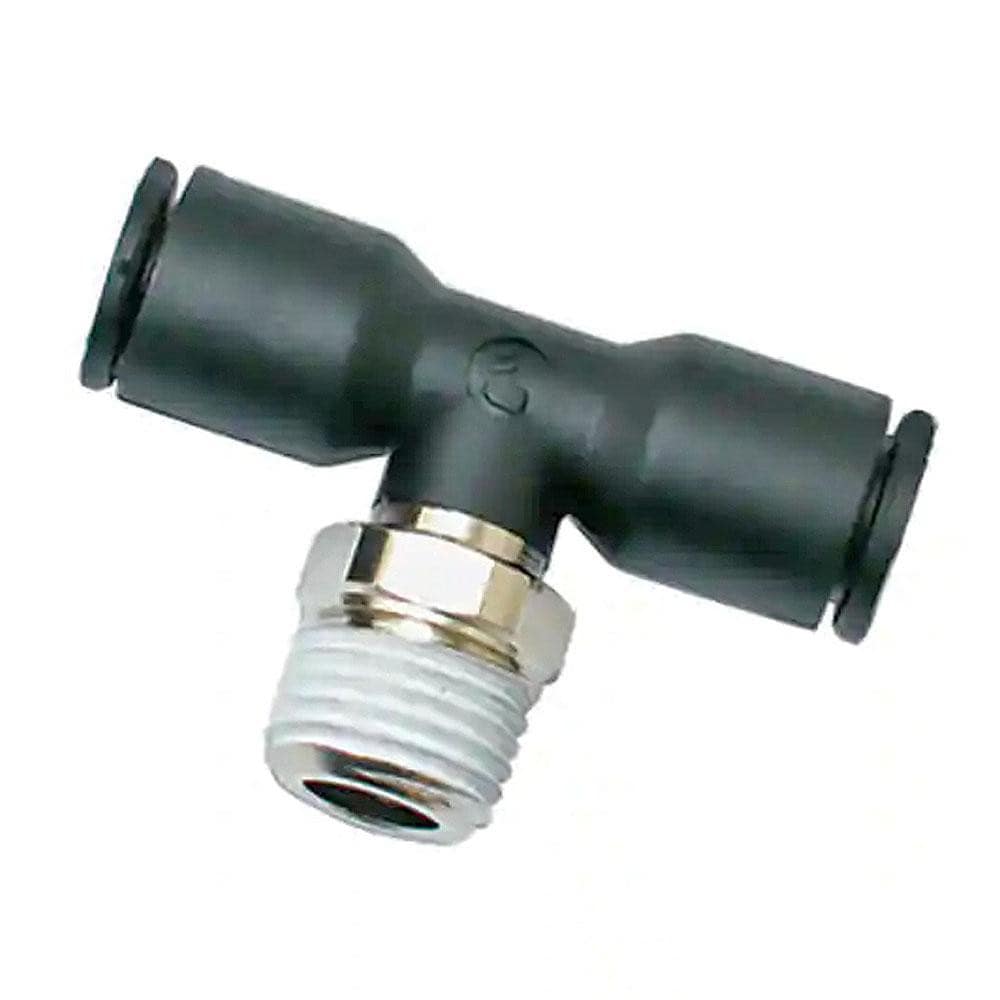 Push-To-Connect Tube to Male BSPT Tube Fitting: Male Branch Tee, 1/4" Thread, 3/16" OD
