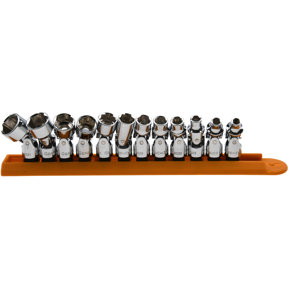 Socket Set: Standard, 12 Pc, 1/4" Drive, 5.00 to 15.00 mm - 6 Point, Chrome