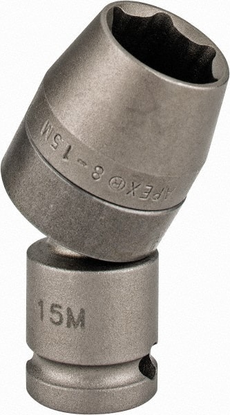 Apex SA-C-38-15M Hand Socket: 3/8" Drive, 15 mm Socket, 6-Point 