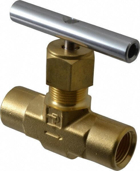 3,000 Max psi, 3/8" Pipe, Brass, Inline Instrumentation Needle Valve