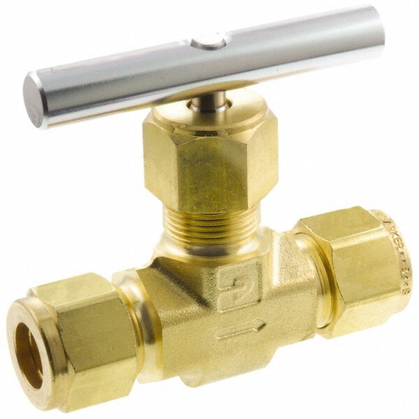 3,000 Max psi, 1/2" Pipe, Brass, Inline Instrumentation Needle Valve