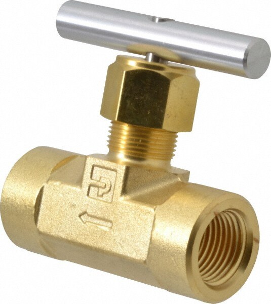 3,000 Max psi, 1/2" Pipe, Brass, Inline Instrumentation Needle Valve