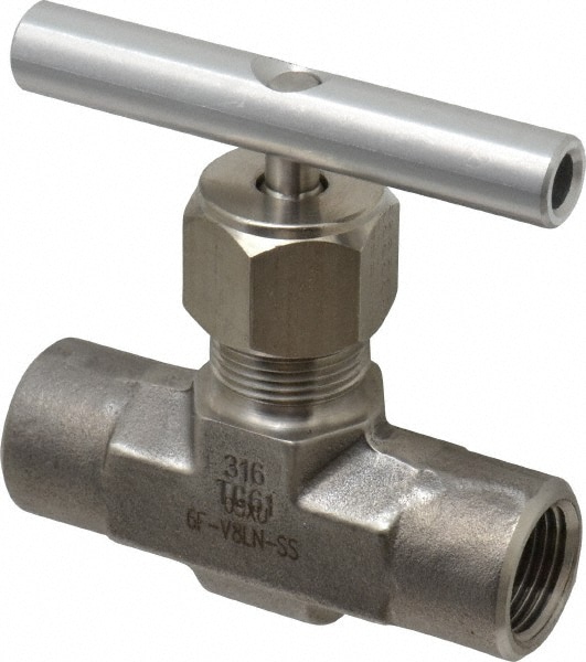 Parker 6F-V8LN-SS Needle Valve: Straight, 3/8" Pipe, FNPT x FNPT End Image