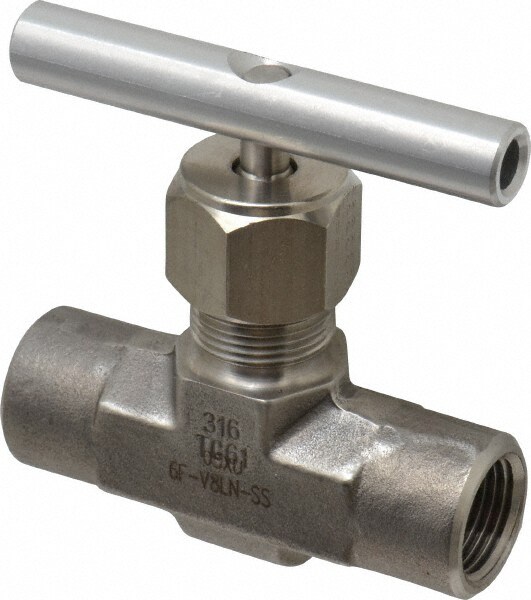 5,000 Max psi, 3/8" Pipe, 316 Grade Stainless Steel, Inline Instrumentation Needle Valve