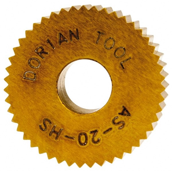 Dorian Tool 73310123510 Standard Knurl Wheel: 3/4" Dia, 90 ° Tooth Angle, 20 TPI, Straight, High Speed Steel 