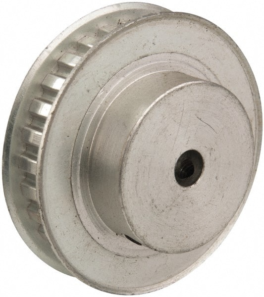 28 Tooth, 1/4" Inside x 1.763" Outside Diam, Hub & Flange Timing Belt Pulley