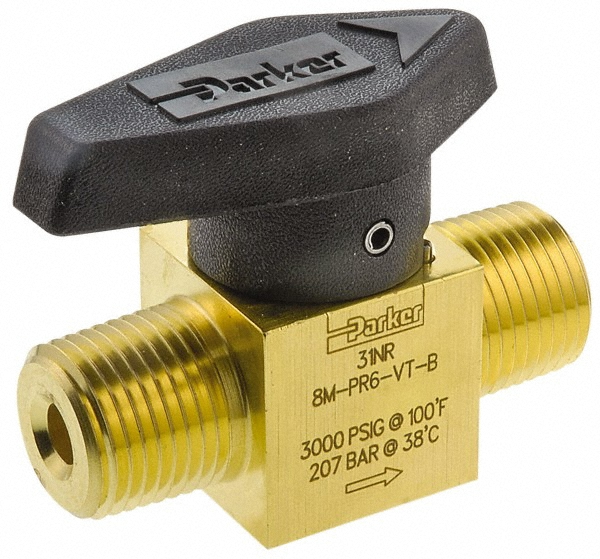 Parker 1/8" Pipe, 3,000 psi WOG Rating, Brass, Inline, One Way
