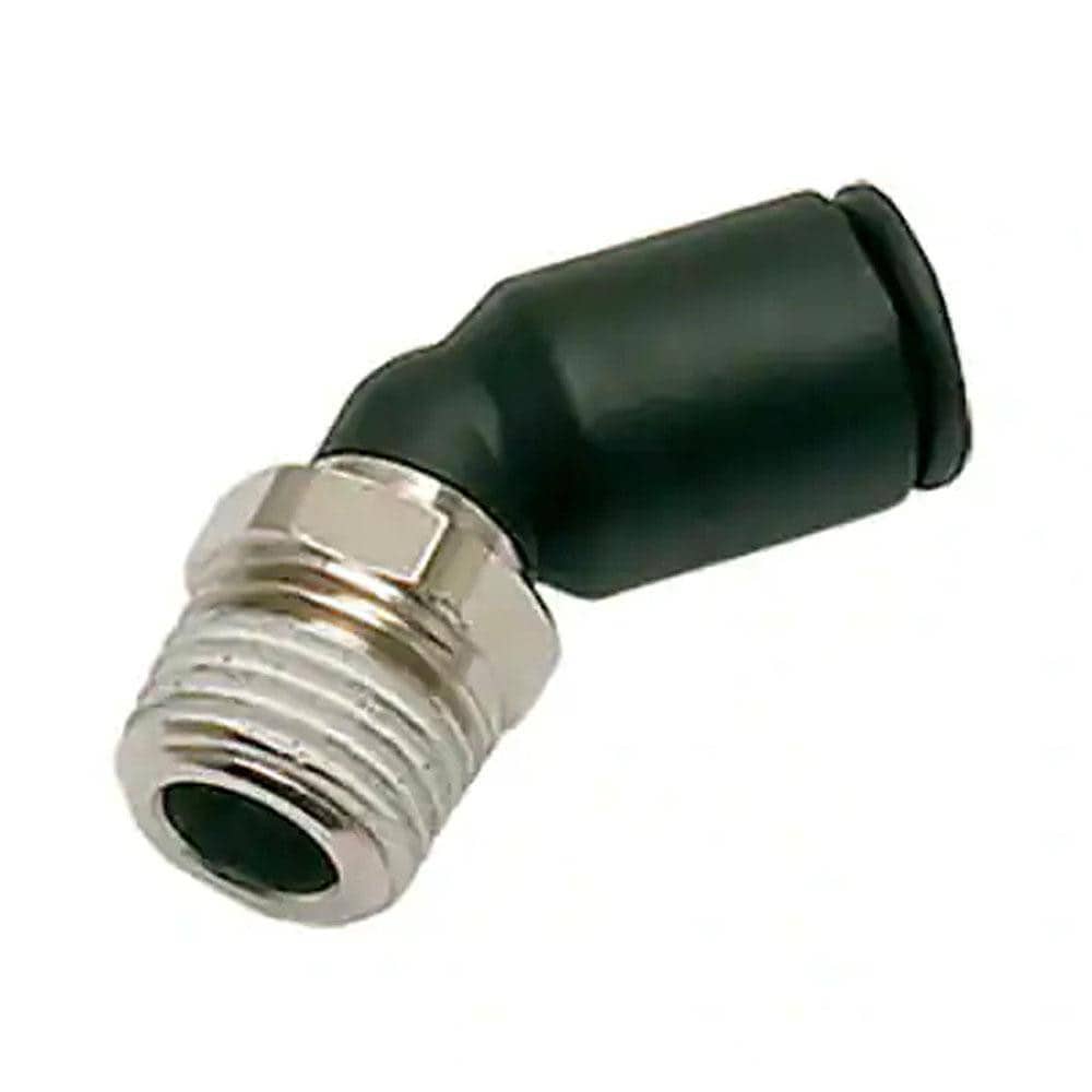 Push-To-Connect Tube to Male BSPT Tube Fitting: 45 ° Male Elbow, 1/8" Thread