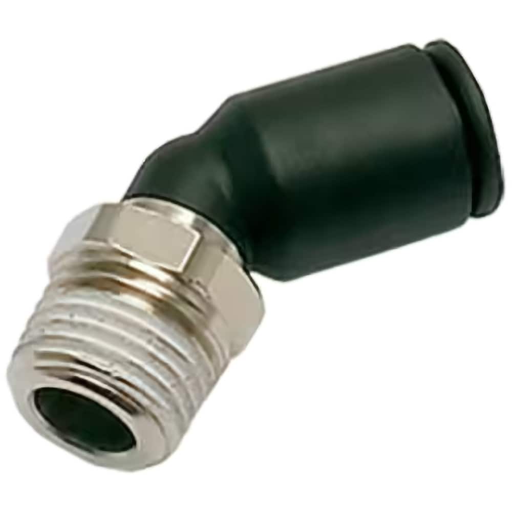 Push-To-Connect Tube to Male BSPT Tube Fitting: 45 ° Male Elbow, 3/8" Thread