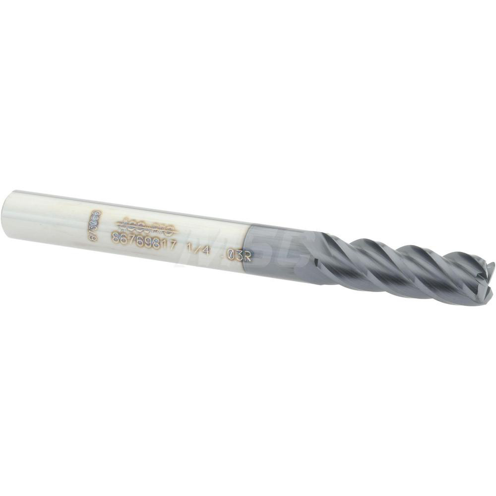 12182471 Corner Radius End Mill: 1/4" Dia, 3/4" LOC, 0.03" Radius, 4 Flutes, Solid Carbide  