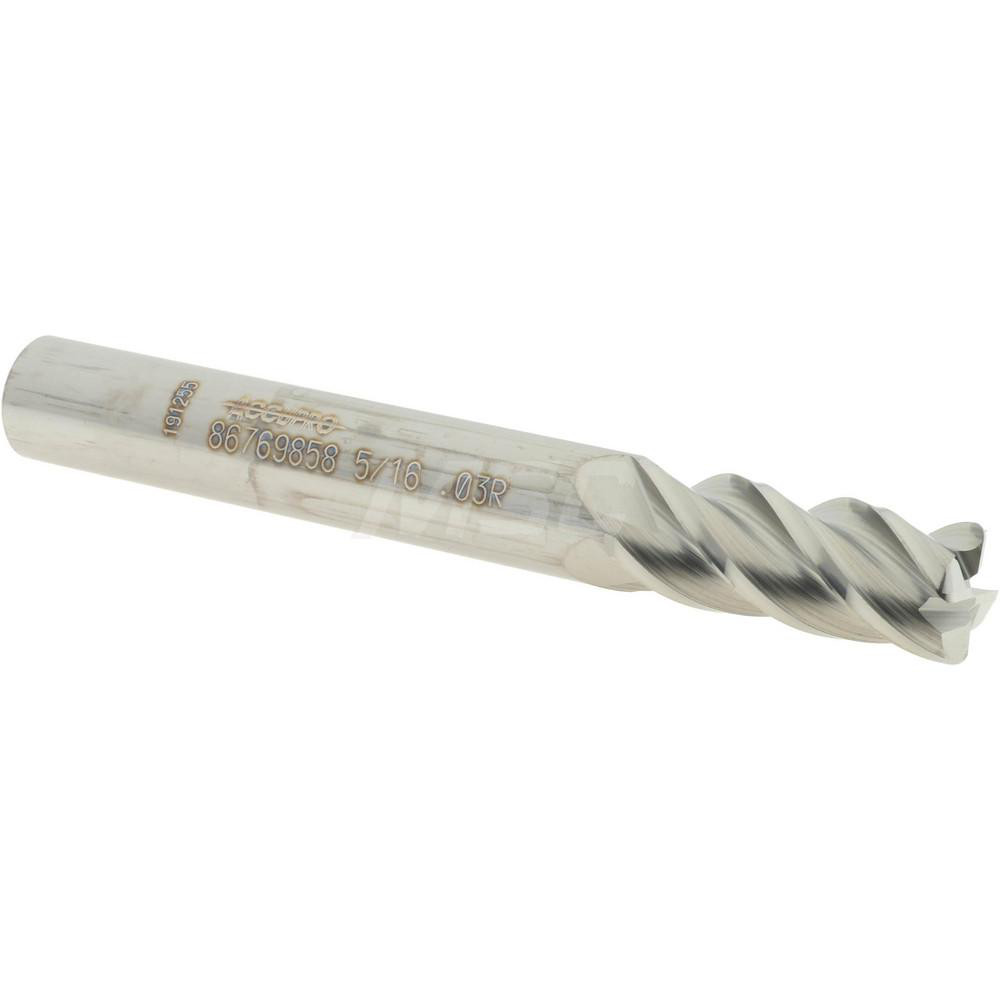12182492 Corner Radius End Mill: 5/16" Dia, 3/4" LOC, 0.03" Radius, 4 Flutes, Solid Carbide  