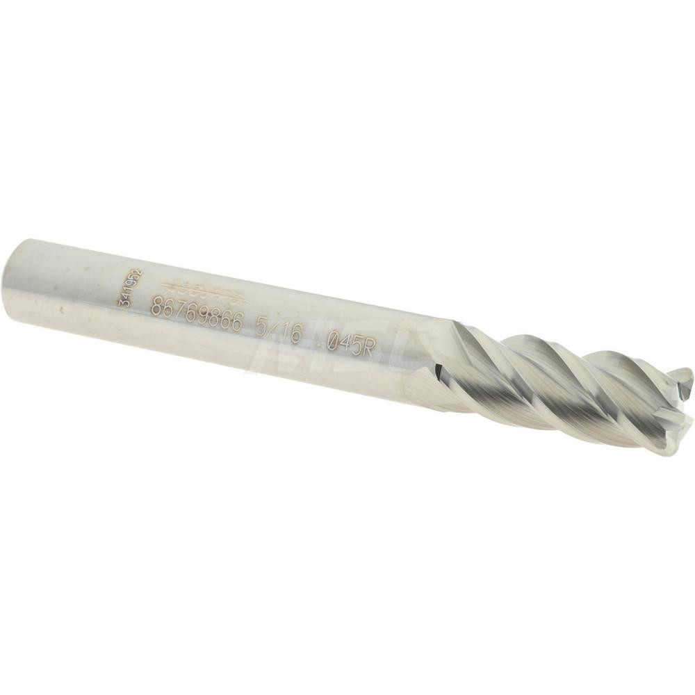 12182493 Corner Radius End Mill: 5/16" Dia, 3/4" LOC, 0.045" Radius, 4 Flutes, Solid Carbide  