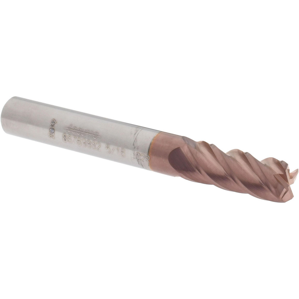 12182500 Corner Radius End Mill: 5/16" Dia, 3/4" LOC, 0.02" Radius, 4 Flutes, Solid Carbide  