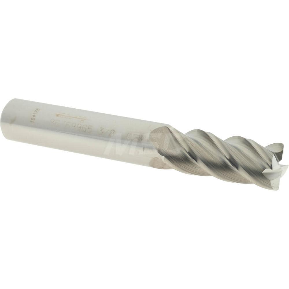 Accupro 12182533 Corner Radius End Mill: 3/8" Dia, 7/8" LOC, 0.02" Radius, 4 Flutes, Solid Carbide 