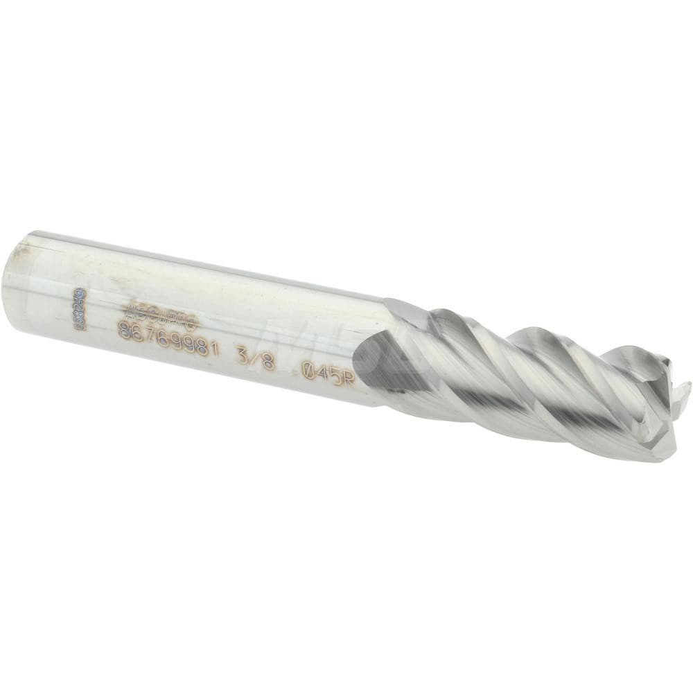 Accupro 12182535 Corner Radius End Mill: 3/8" Dia, 7/8" LOC, 0.045" Radius, 4 Flutes, Solid Carbide 