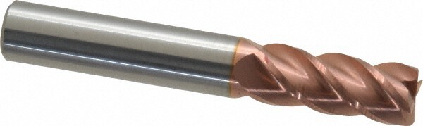 Accupro 12182541 Corner Radius End Mill: 3/8" Dia, 7/8" LOC, 0.015" Radius, 4 Flutes, Solid Carbide 