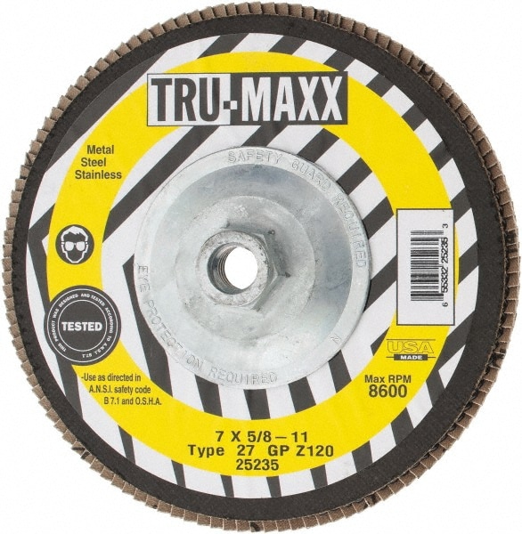 Tru-Maxx 25235 Flap Disc: 5/8-11 Hole, 120 Grit, Zirconia Alumina, Type 27 Image