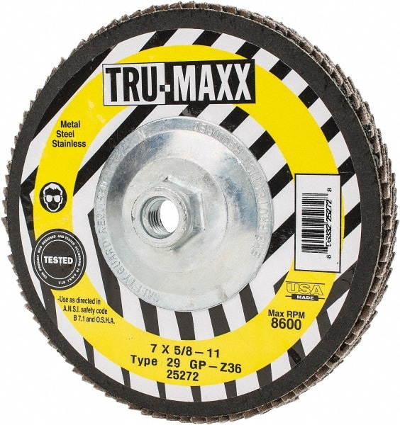 Tru-Maxx 25272 Flap Disc: 5/8-11 Hole, 36 Grit, Zirconia Alumina, Type 29 Image